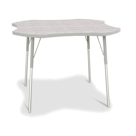 Jonti-Craft Berries Four Leaf Activity Table, A-height, Driftwood Gray/Gray/Gray 6453JCA450